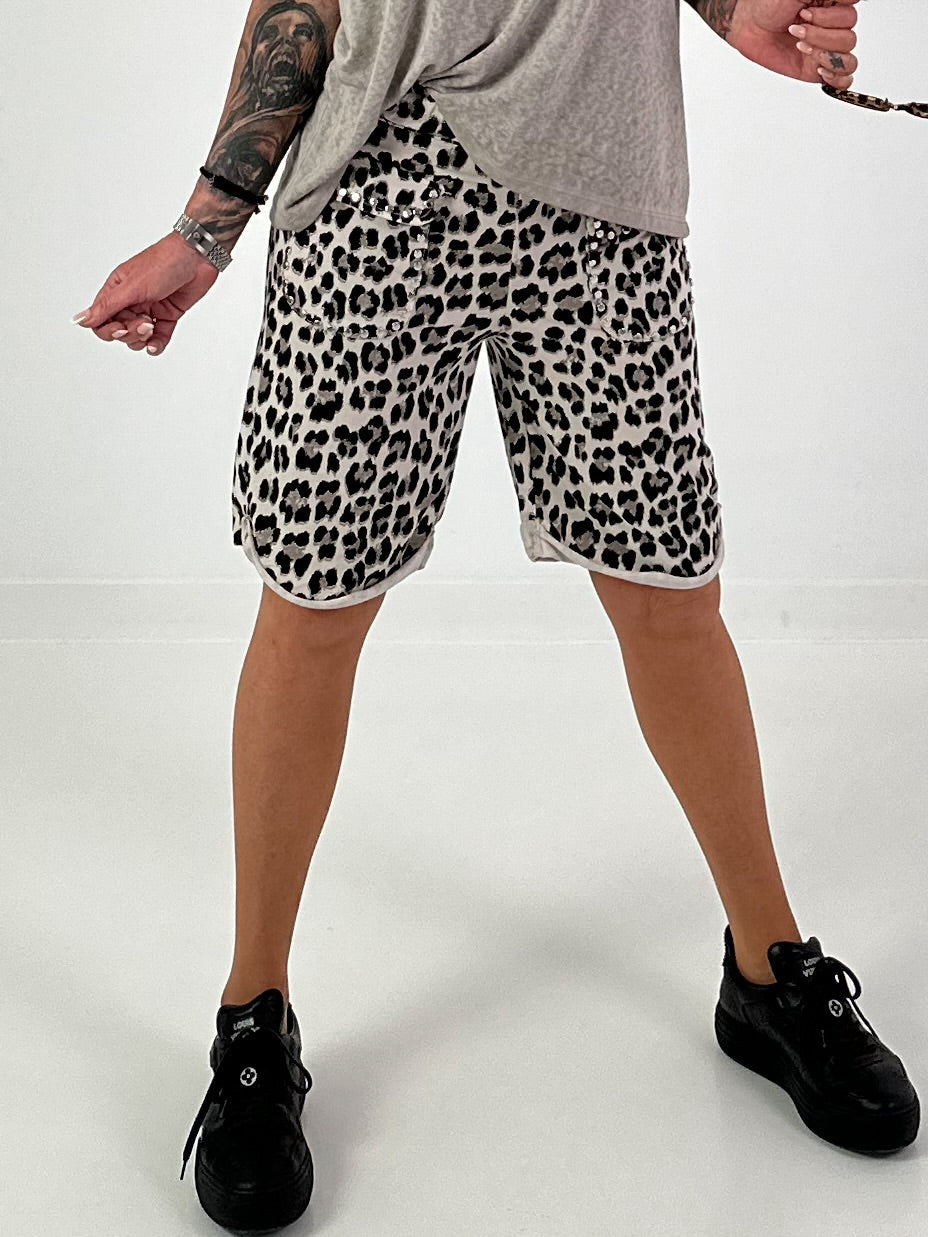 Sweat Short Leo mit Nieten - beige