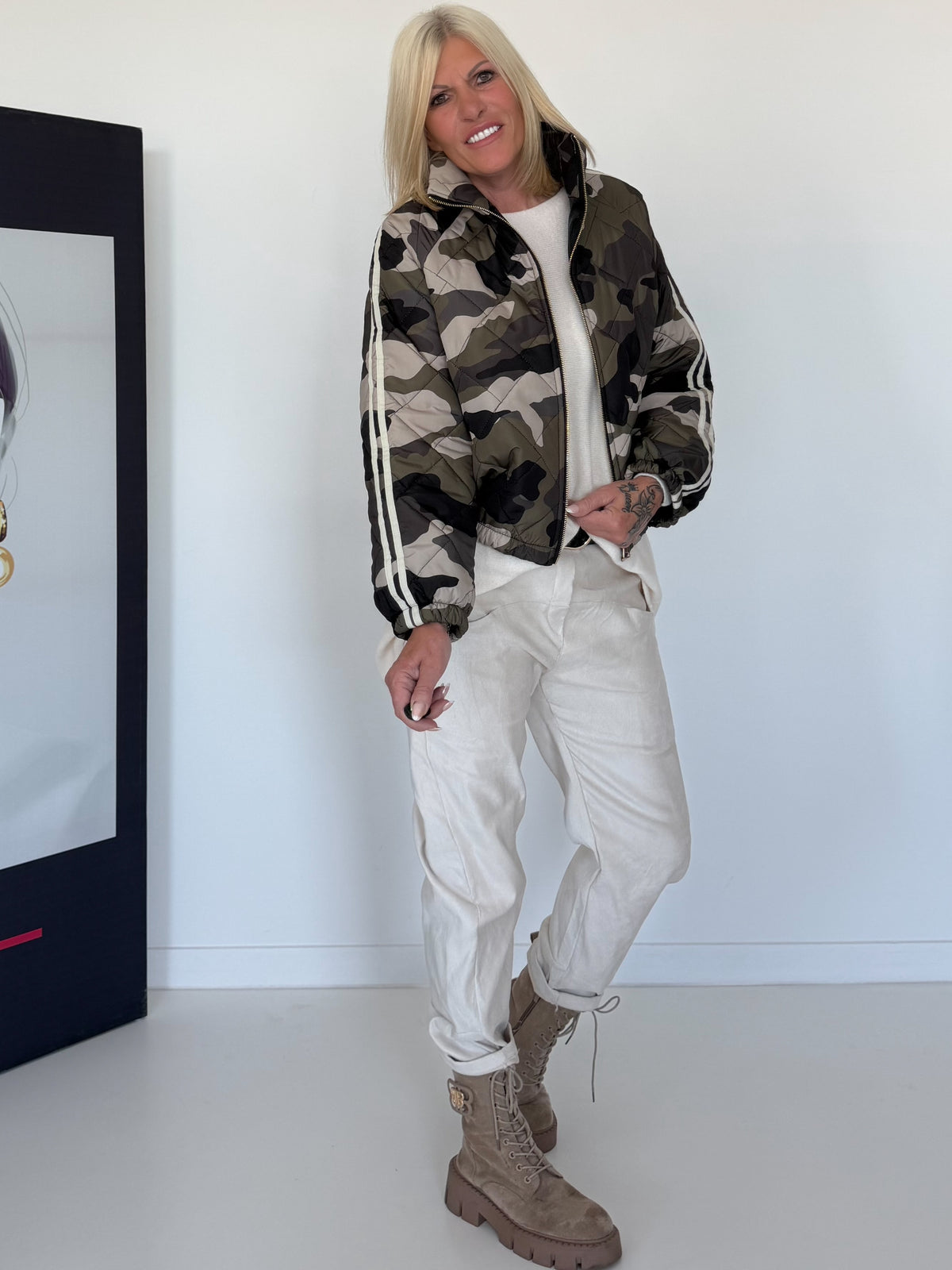 Bomberjacke im Camouflage-Look - oliv-beige-mehrfarbig
