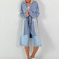 Oversized Linen Military Blazer - dove blue