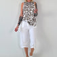 Striped top with ruffled collar - taupe-dark brown