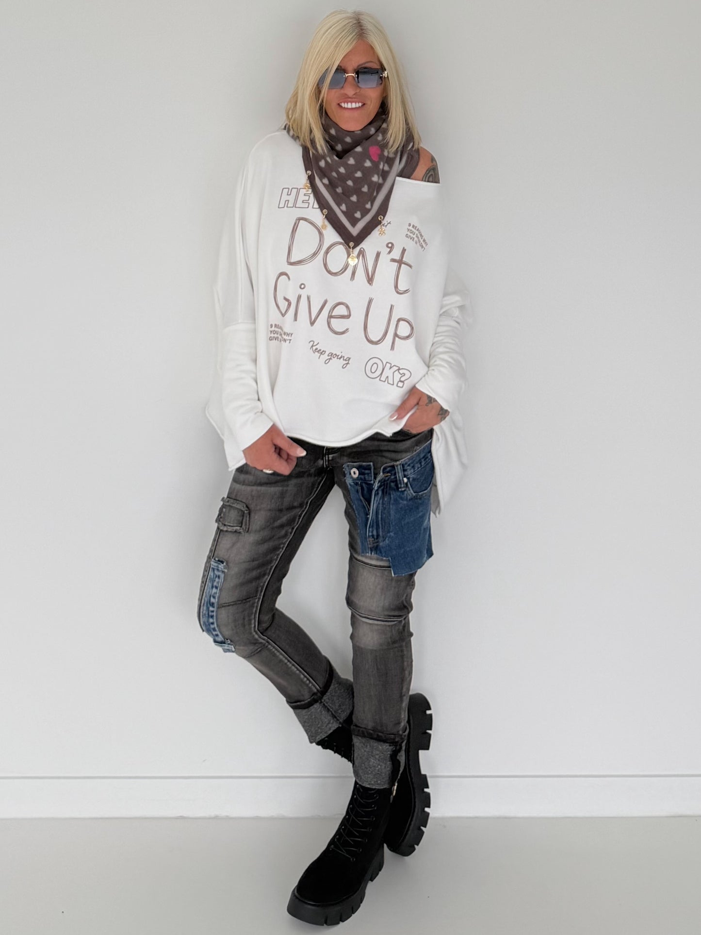 Jeans with denim details - used black