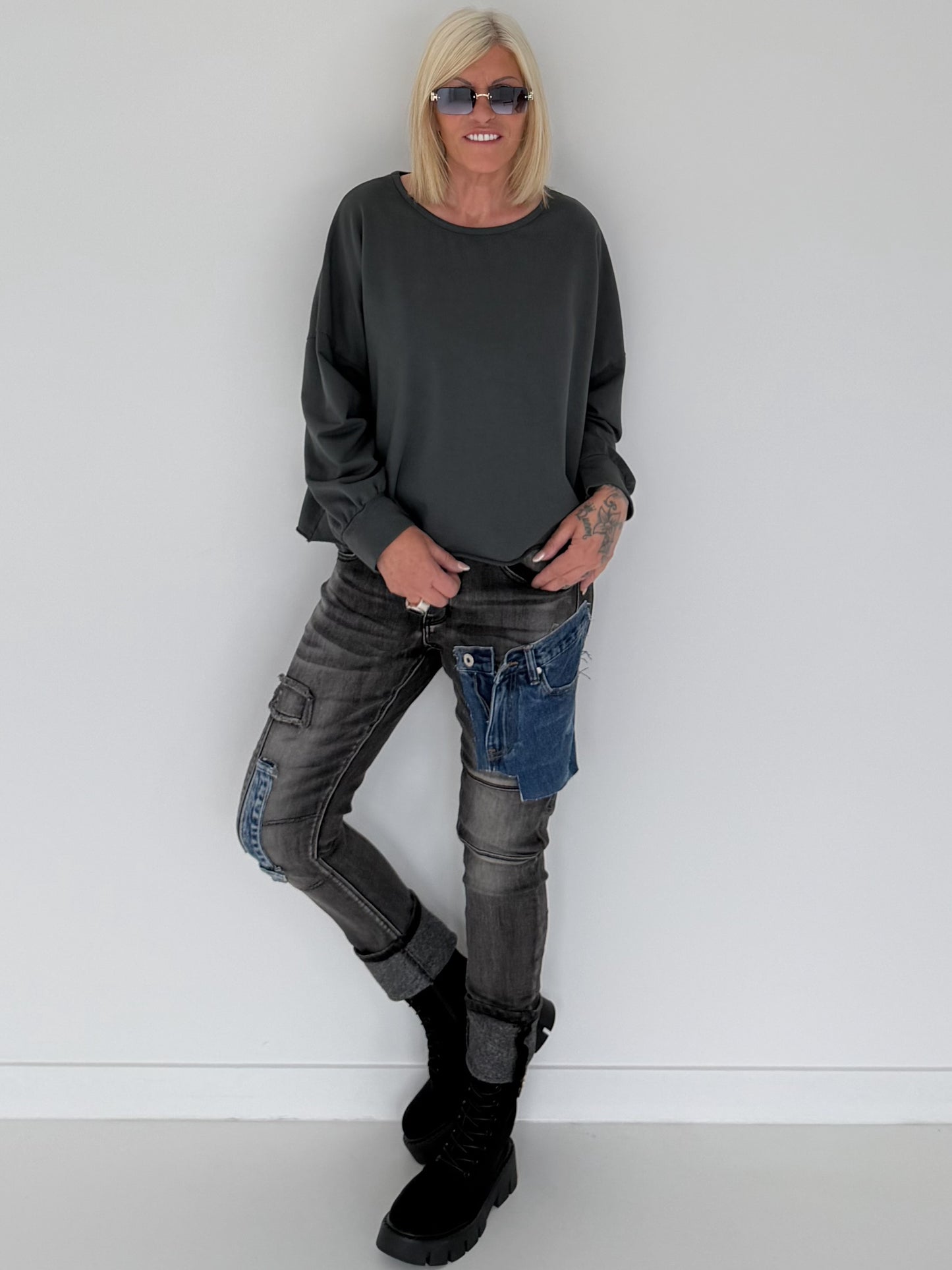 Sweater Peace & Love - anthracite