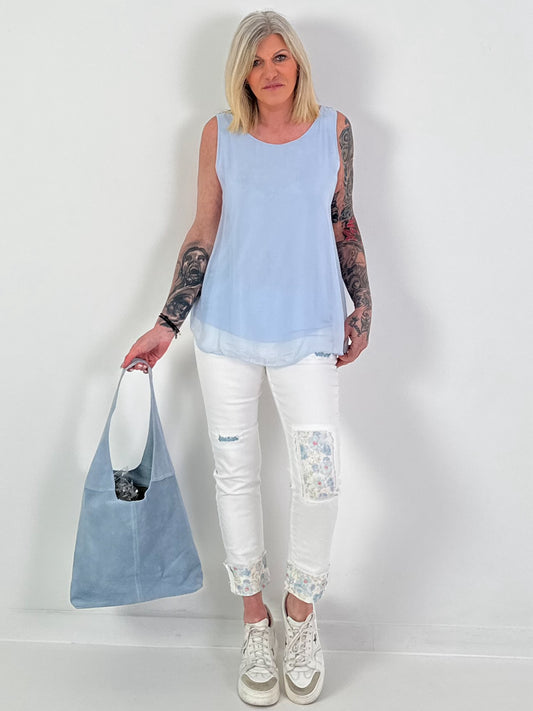 Seiden Top - hellblau