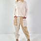 Suede-look trousers, model "Dual Harmony" - ecru-beige