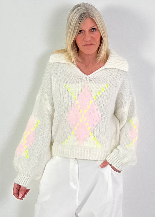 Pullover Modell "Cozy Diamond Knit" - ecru