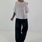 Leichter Pullover mit halben Arm - weiss