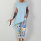 T-Shirt asymmetrisch - hellblau