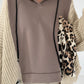 Oversized Grobstrick-Hoodie mit Sweat-Einsatz  - taupe-beige