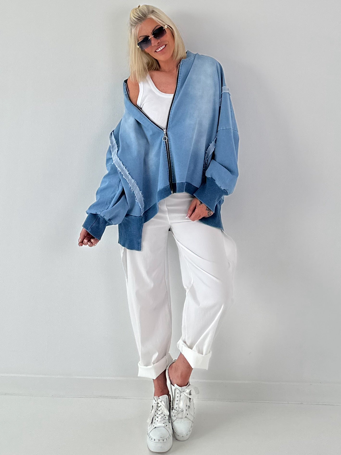 Oversized Jeansjacke - hellblau