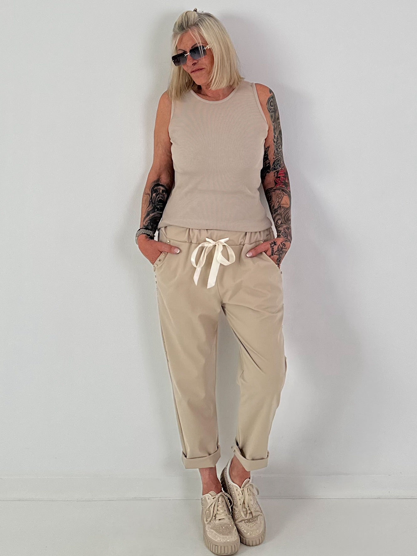Ripp Tank Top  - beige