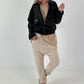 Vintage Blouson in leather look - black