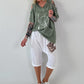 Linen Shirt with Off-Shoulder Cut-Outs Leo - beige