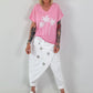 T-Shirt mit Glitzerpalmen - rosa