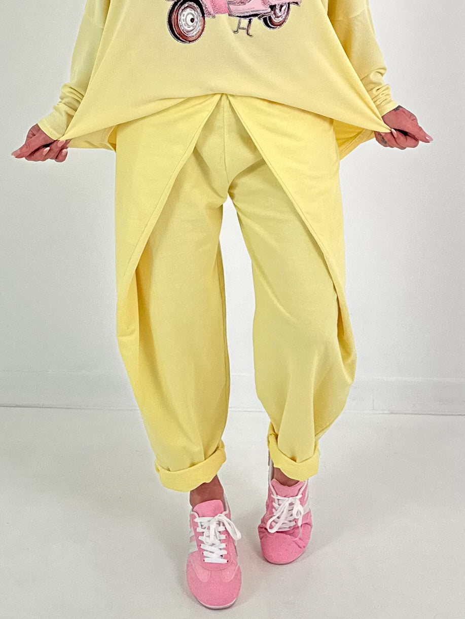 Casual broek met een wikkeldesign - geel