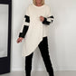 Asymmetrischer Sweater mit Kreuz- und Lederoptik-Details - creme