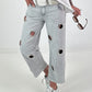 Jeans with silver eyelets - gray
