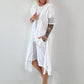 Sweatshirt Mantel mit floralem Netzeinsatz und Cut outs - weiss