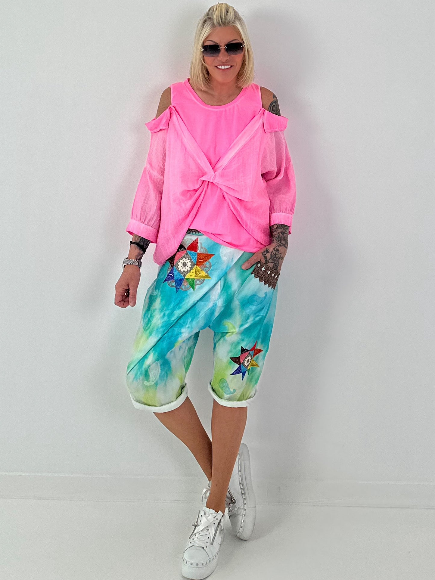 Tunika mit integrierten Top - neonpink