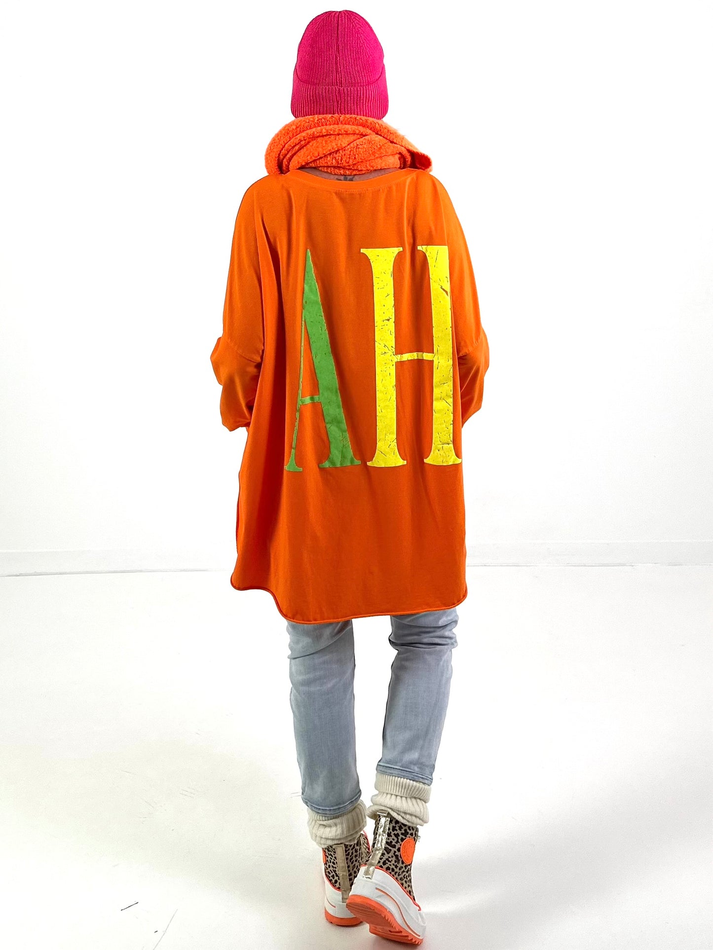 Oversized shirt model “YEAH” - neon orange