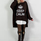 Oversized shirt model "KEEP CALM" - coffee