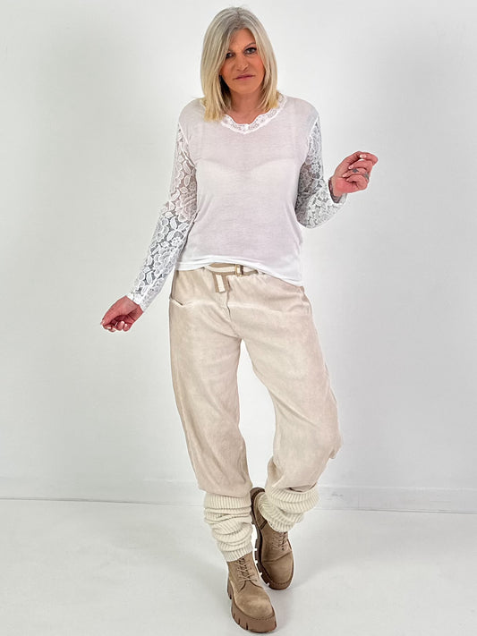 Shirt mit Spitze - weiss