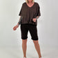T-Shirt  mit gerafftem Saum - schoko