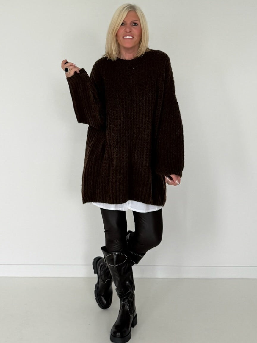 Rippstrickpullover -chocolate