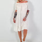 Kleid mit kurzen Ärmeln und Volant - beige