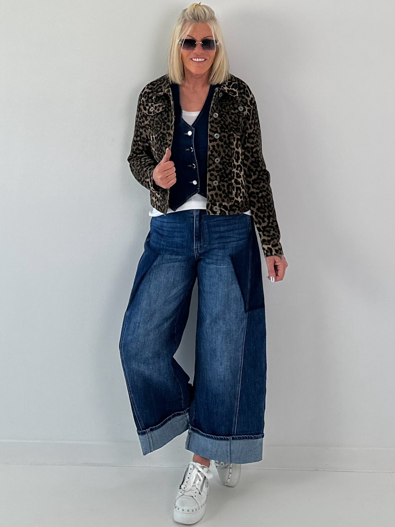 Leopard print denim jacket - multicolored