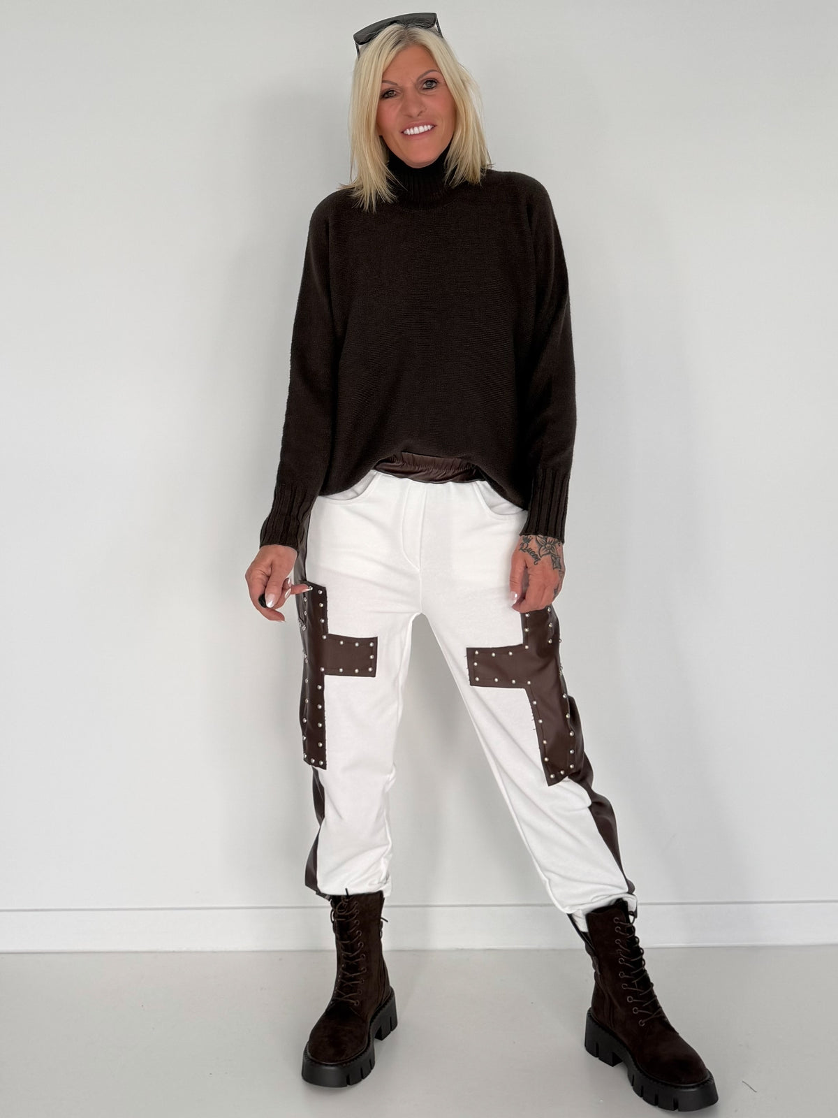 Basic Turtleneck-Pullover - mokka