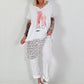 T-shirt with shoe print and glitter details - white-pink
