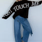 Oversized Strickpullover Dont Touch Me - mokka-weiss