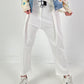Trousers with wide pleats - white