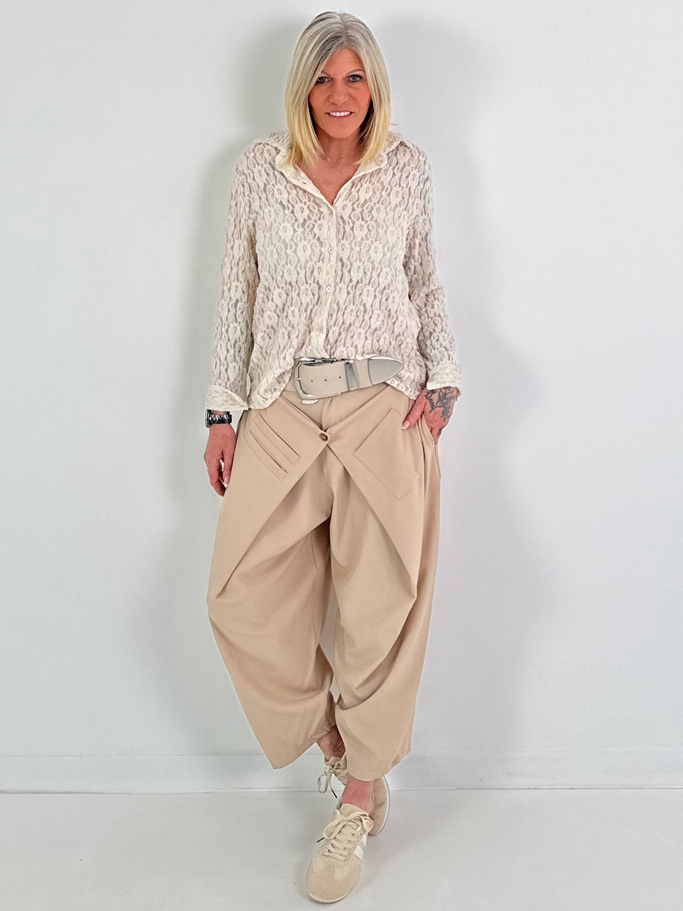 Hose mit Überwurf - beige