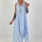 Sommerkleid mit Raff-Detail - hellblau