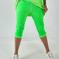 Capri Hose mit Bindeband - neongrün