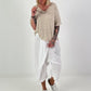 Strick T-Shirt mit Streifen - beige-ecru