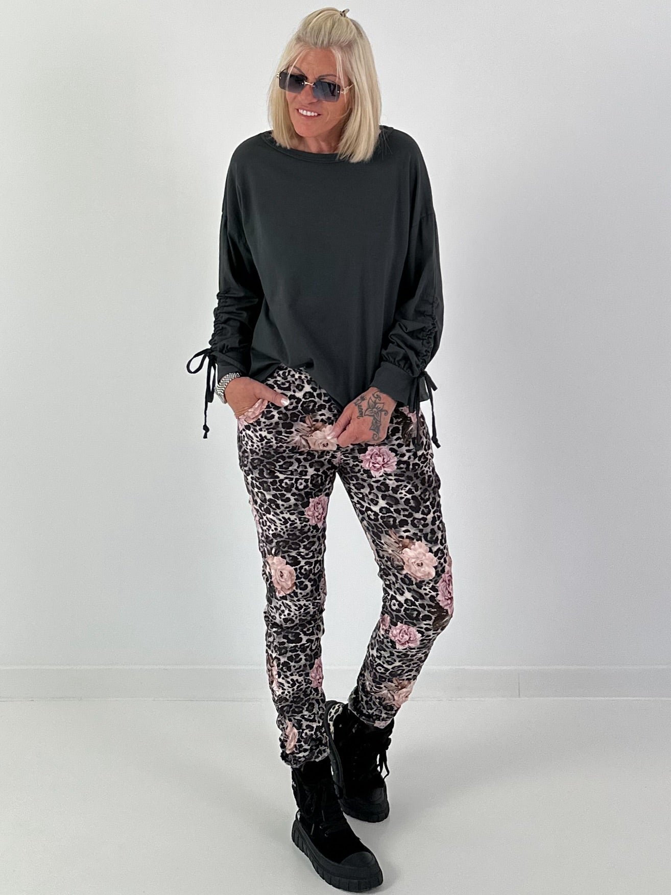 Shirt mit Raff-Details - anthrazit