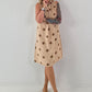Tupfen Kleid mit Rüschenkragen - sand