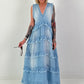 Sleeveless Ruffle Denim Dress - Light Blue