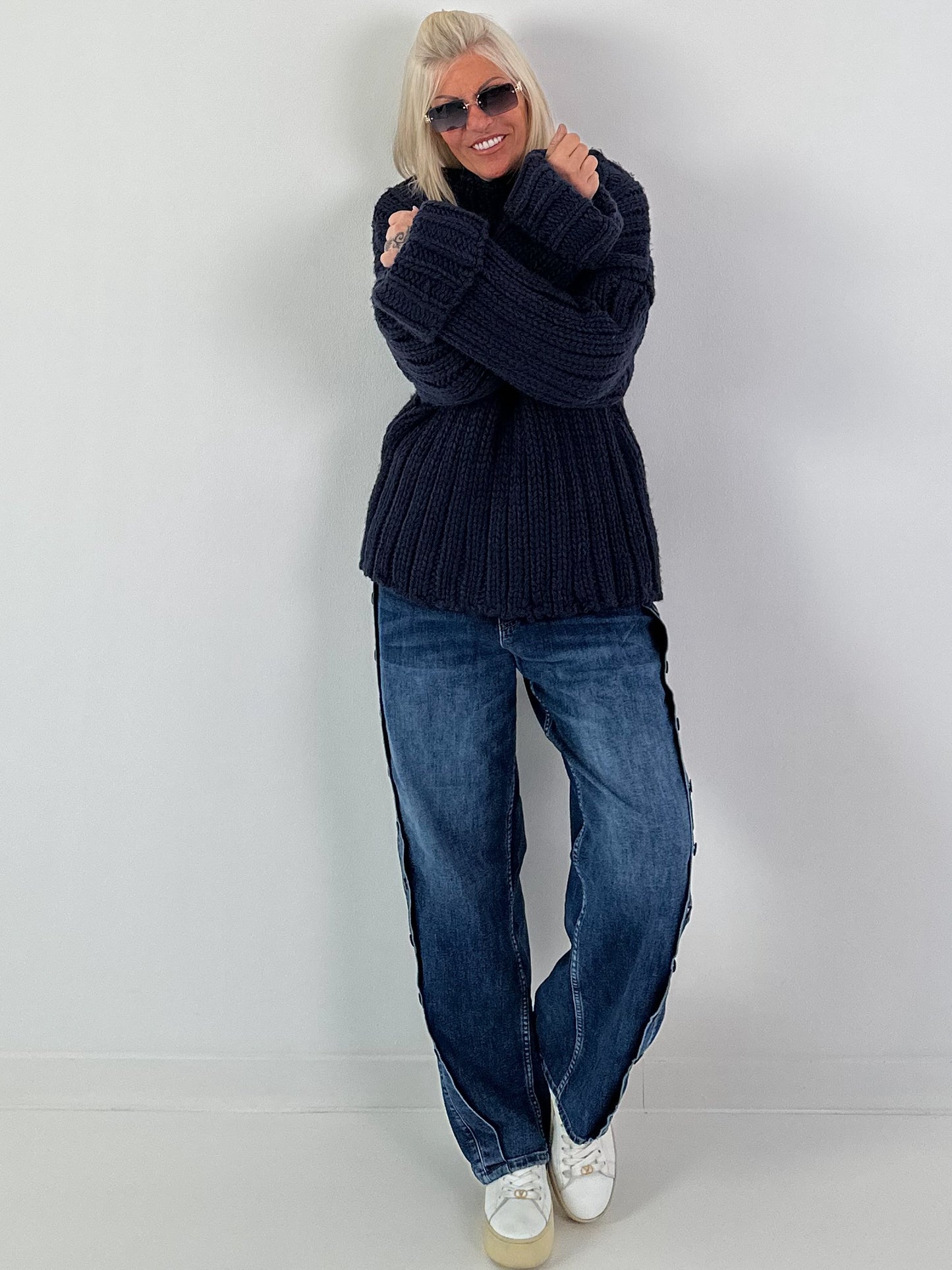 Chunky knit sweater - midnight blue