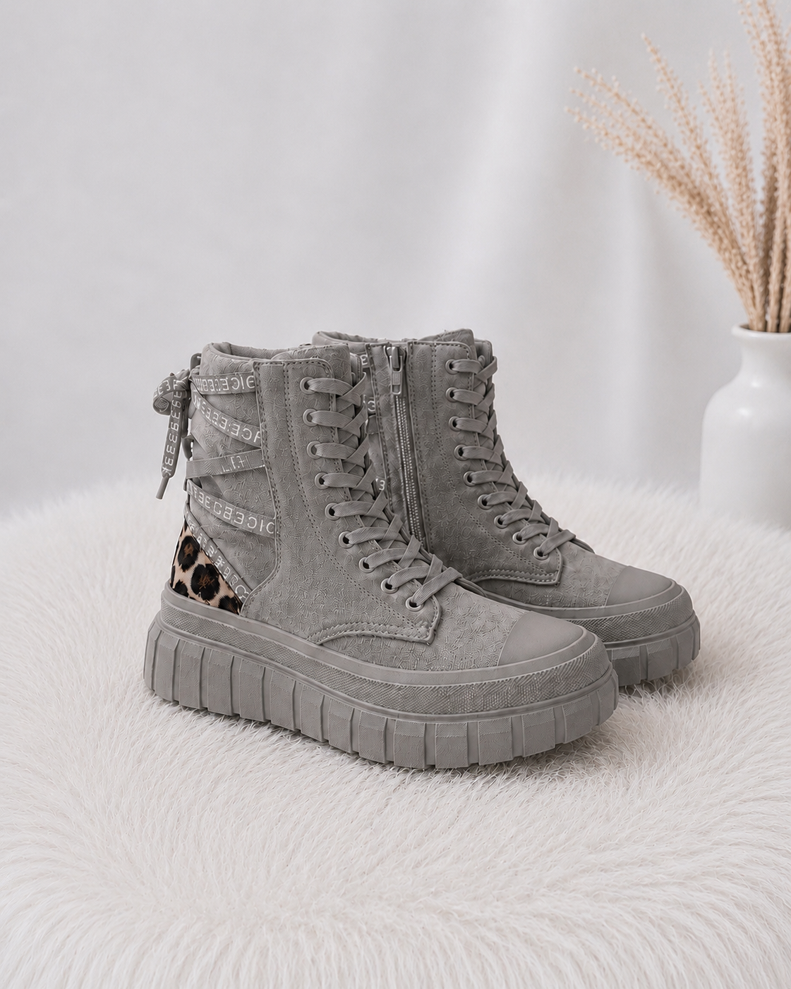 High Sneaker in Wildleder-Optik  - grau-leo