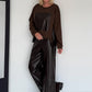 Sweater mit Lederoptik-Elementen - mokka