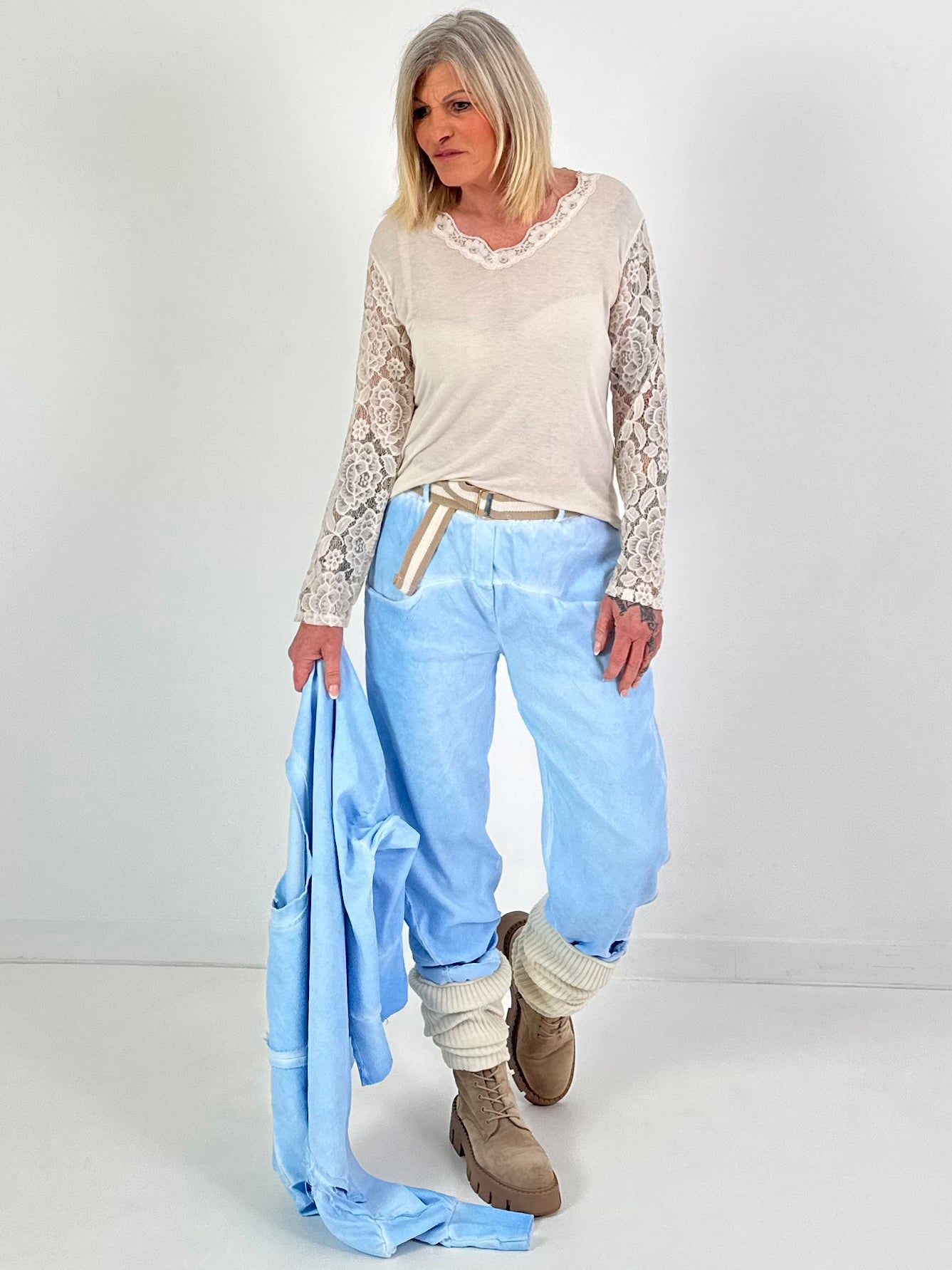 Shirt mit Spitze - beige