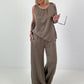 Two-piece set in satin look - taupe