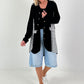 Oversized Linen Military Blazer - Black