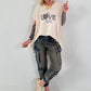 T-Shirt mit Strassdetail - beige