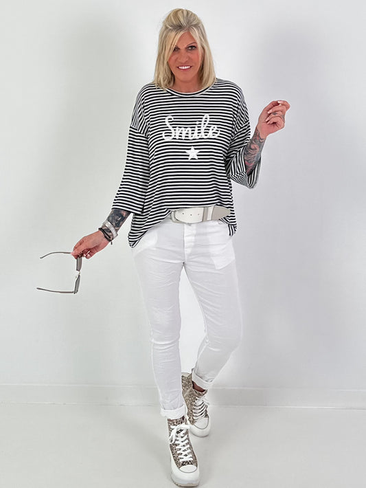 2nd Choice Shirt with Stripe Smile - black and white