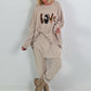Oversized Sweater mit Frontprint - beige