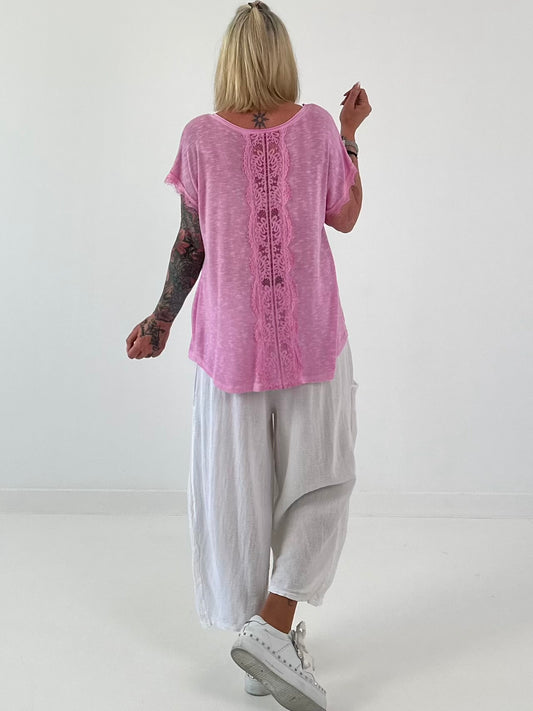 Feinstrickshirt mit raffiniertem Rückenteil - flieder